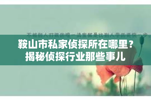 鞍山市私家侦探所在哪里？揭秘侦探行业那些事儿