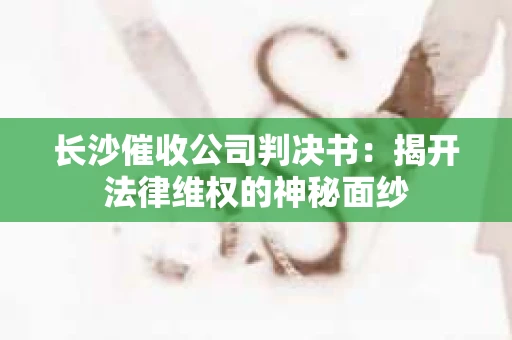 长沙催收公司判决书：揭开法律维权的神秘面纱