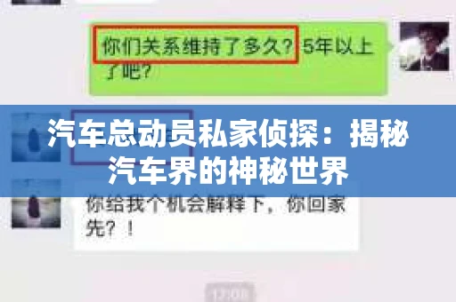 汽车总动员私家侦探：揭秘汽车界的神秘世界