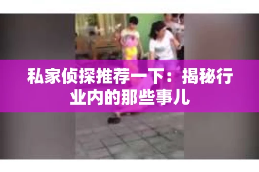 私家侦探推荐一下：揭秘行业内的那些事儿
