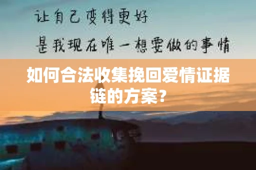 如何合法收集挽回爱情证据链的方案? 如何合法收集挽回爱情证据链的方案?