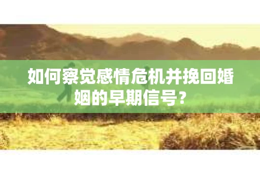 如何察觉感情危机并挽回婚姻的早期信号？
